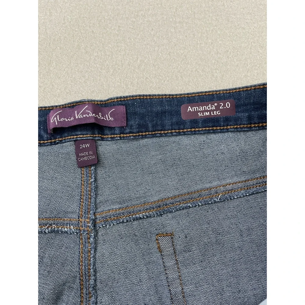 Gloria Vanderbilt Amanda 2.0 Slim Leg Jeans Women's 24W Dark Wash NWT Plus - Picture 5 of 9